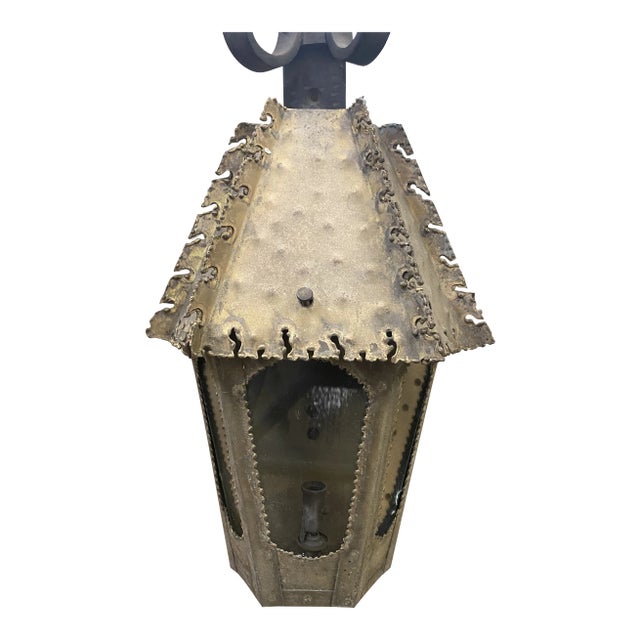 Brutalist Style Bronze Wall Sconce For Sale