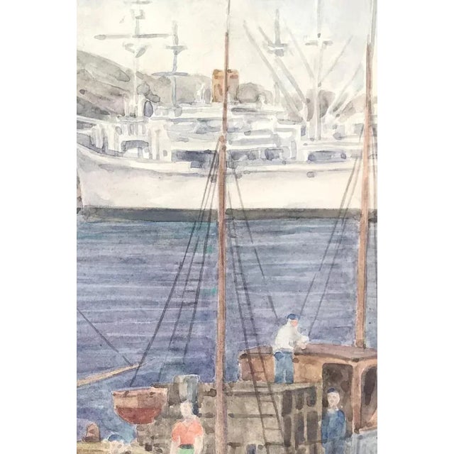 1950s Pierre Desaules, Liner, Santa Cruz De Tenerife, 1953, Gouche on Paper For Sale - Image 5 of 9