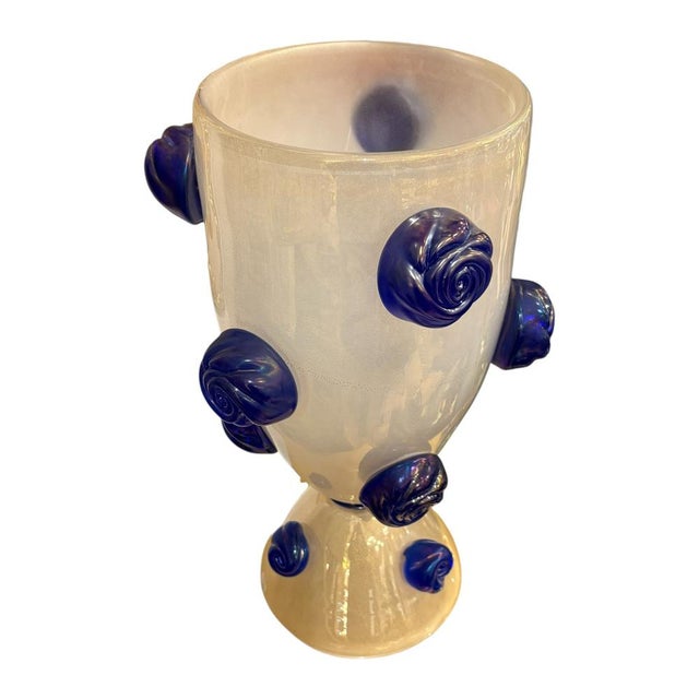 Lamps with Blue Murano Flowers by Carlo Colizza, 1980s, Set of 2 For Sale - Image 3 of 9