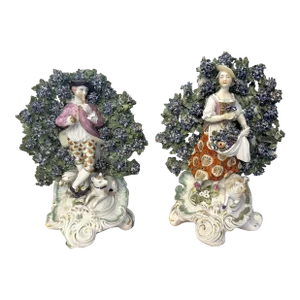 Pair of Mid 18th Century Chelsea Derby Bocage Figurines