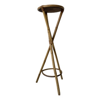Vintage Rosenthal Netter Style Coastal Bamboo & Rattan Pedestal Stand For Sale