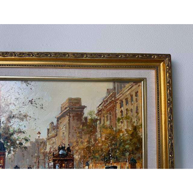 Wood Vintage Parisian Street Scene Oil on Plywood – Framed For Sale - Image 7 of 11