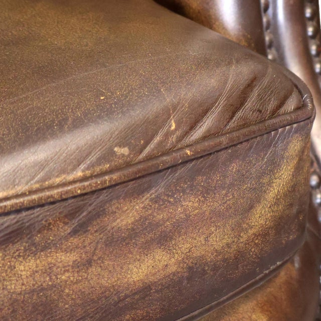 Animal Skin Art Deco Leather Channel-Back Club Chair, English, Ca. 1940 For Sale - Image 7 of 10