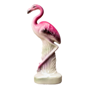 Vintage MCM Glazed Ceramic Flamingo