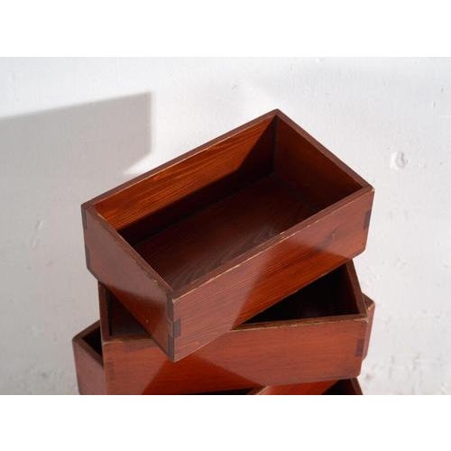 Antique Japanese Stacking Storage Boxes For Sale - Image 6 of 13