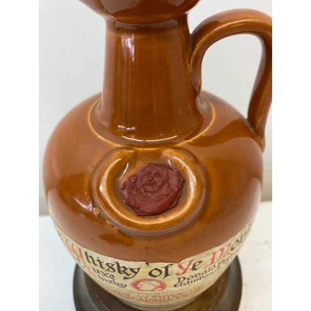 Late 20th Century Vintage "Whiskey of Ye Monks" Ceramic Bottle Table Lamps 20th C - a Pair For Sale - Image 5 of 6