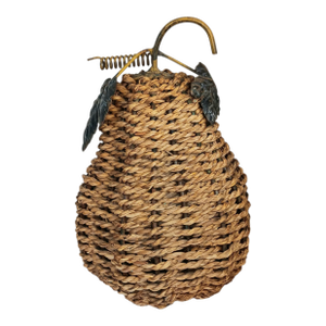Vintage Large Wicker Rattan Woven Pear Rustic Decor 10" X 7"