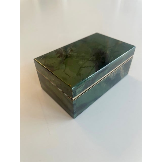 Mineral Box in Green Jasper with Velvet Lining, 1950s For Sale - Image 7 of 11