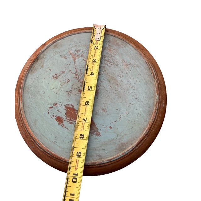 Blue Antique Victorian Plant Stand Tall Table Barley Twist Legs Bottom Shelf Round For Sale - Image 8 of 10