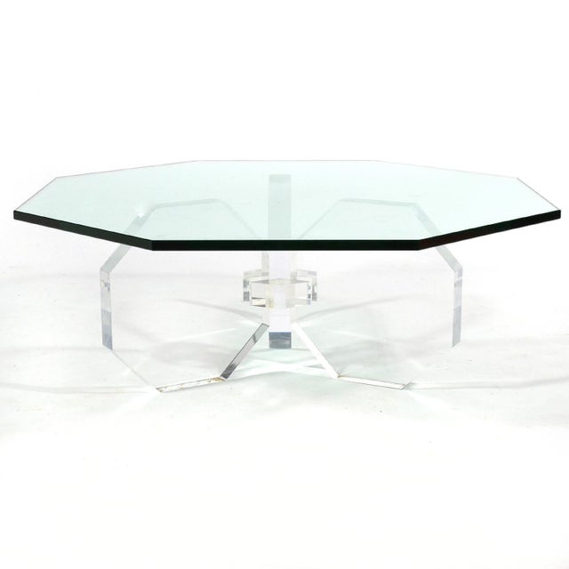 Glass Lucite Octagonal Form Coffee Table For Sale - Image 7 of 7
