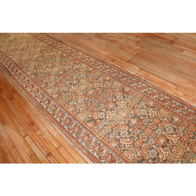 Persian Early 20th Century Brown Orange Malayer Runner - 3'6" x 16'6" For Sale - Image 3 of 10