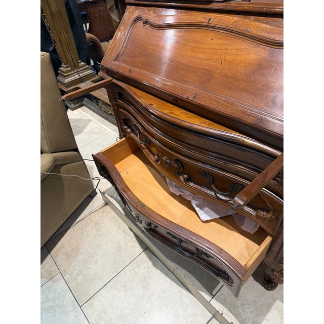 Hand Carved Walnut Italian Secretaire Desk For Sale - Image 16 of 18