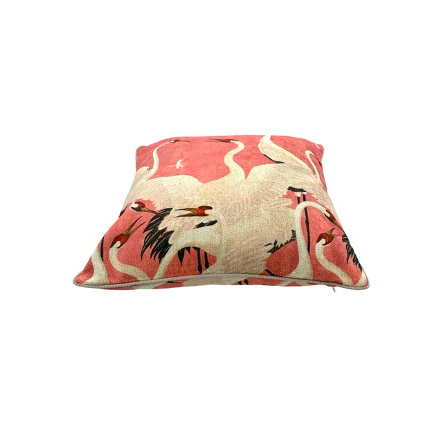 Crane Bird Design Decorative Pillow With Insert in Whimsical Style Chinoiserie Decor For Sale - Image 4 of 5