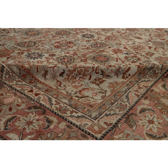 1890s Antique Persian Malayer Wool Rug in Brown Allover Floral Design For Sale - Image 4 of 11