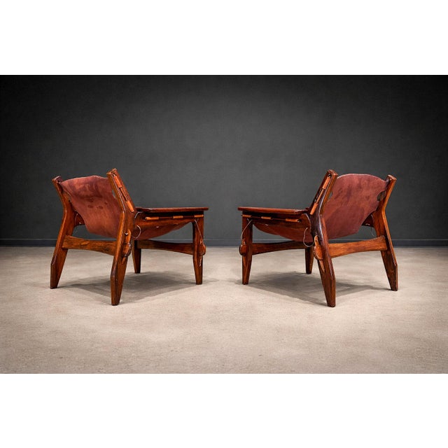Armchairs “Kilin” in Hardwood & Leather, Sergio Rodrigues, 1960s - Lot 595A For Sale - Image 11 of 17