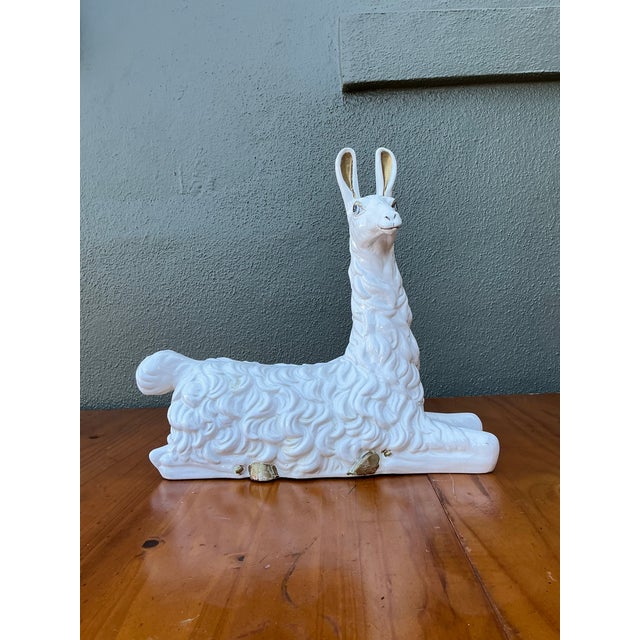 Vintage Glazed Ceramic Llama For Sale - Image 9 of 12