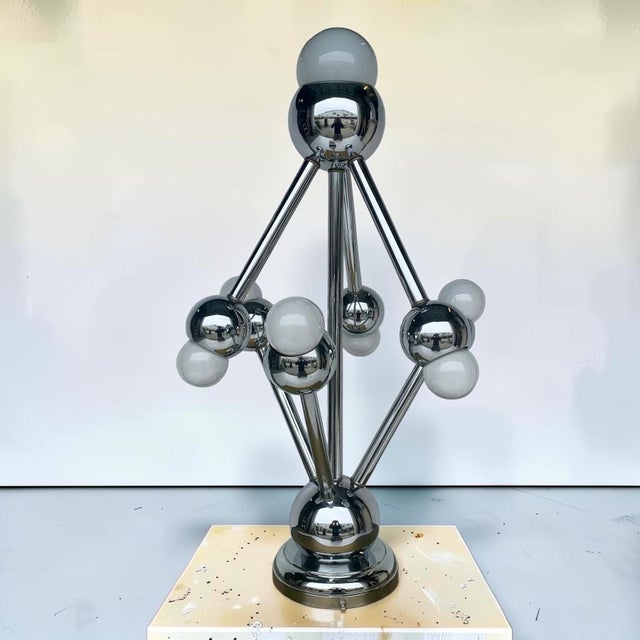 Chrome 1960’s Atomic Space Age Era Atomium Chrome Table Lamp For Sale - Image 8 of 9