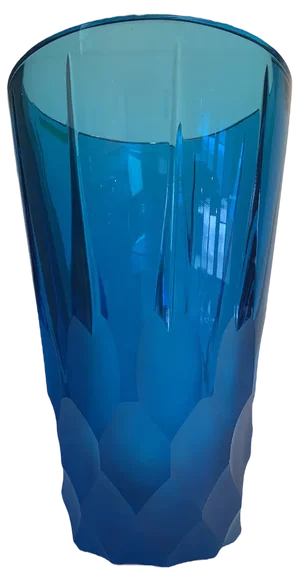 Italian Blue Crystal Handmade Cut Vase from Simoeng