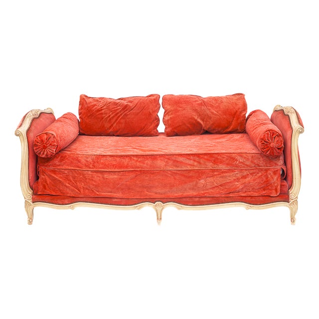 Vintage Daybed in Velour, 1930s For Sale