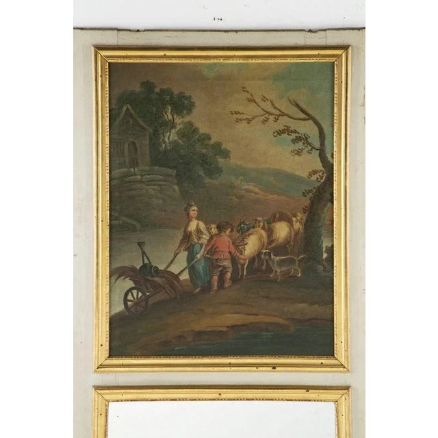 French French 1820 Gilt Trumeau Mirror With Painting For Sale - Image 3 of 7