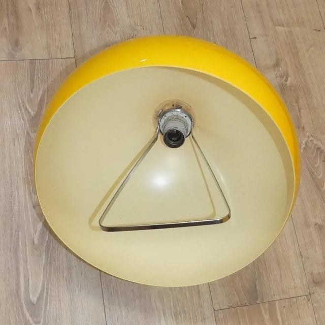 Metal Pendulum Pendant Lamp in Yellow Plastic, 1970s For Sale - Image 7 of 13