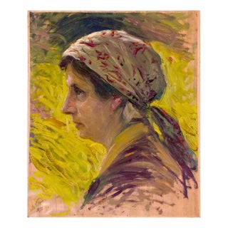 Cesare Ciani, Credited Italian Macchiaiolo Portrait Painting, 1920s For Sale