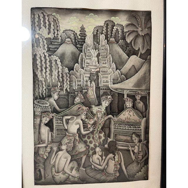 Up for sale is a very high quality vintage original Balinese Ubud watercolor painting. This lovely painting truly packs a...