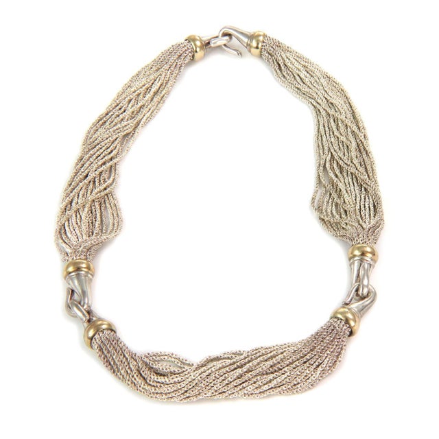 Contemporary Tiffany & Co. Necklace 925 Silver 14k Yellow Gold Multi-Strand For Sale - Image 3 of 5