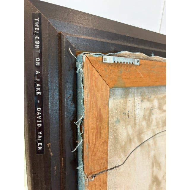 1971 Twilight on a Lake Sailboat & Moody Original Oil Painting Signed For Sale - Image 10 of 11