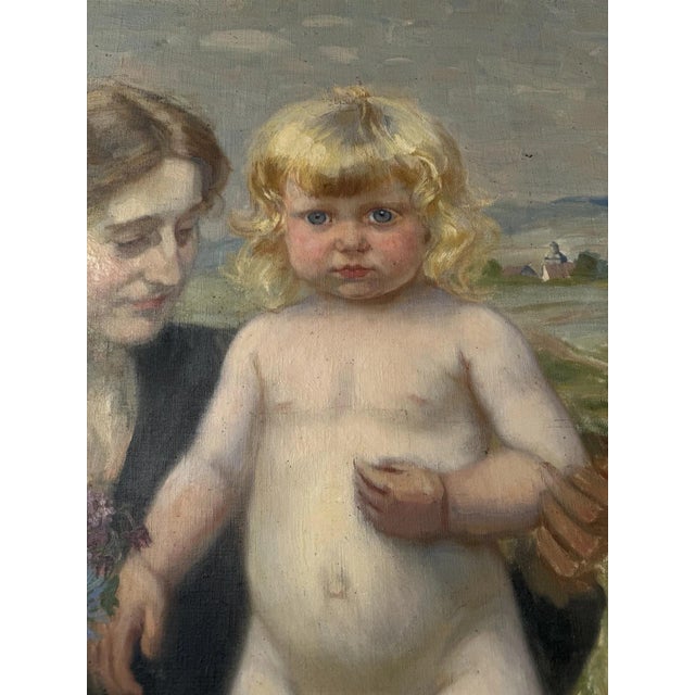 Heinrich Pforr, Nude Boy – Mother Erna with Son Walter, Oil Painting on Canvas For Sale - Image 10 of 13