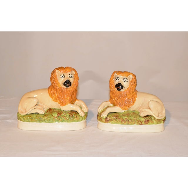 19th C Staffordshire Lions - a Pair For Sale - Image 12 of 12