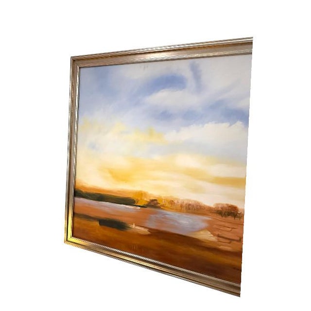 Framed Landscape Oil Painting – Warm Sunset Over Water Z. Groger For Sale - Image 4 of 7