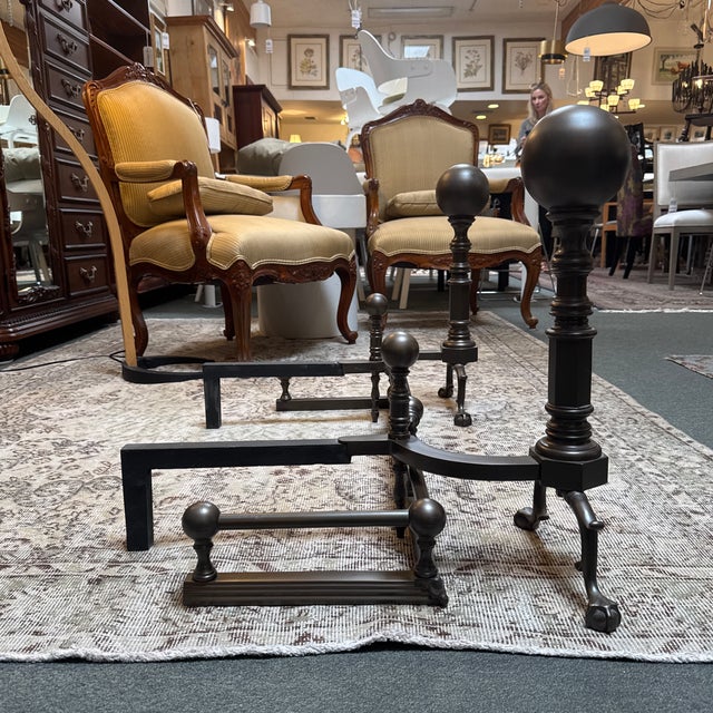 Fireplace Fender and Andirons, Set For Sale - Image 9 of 9