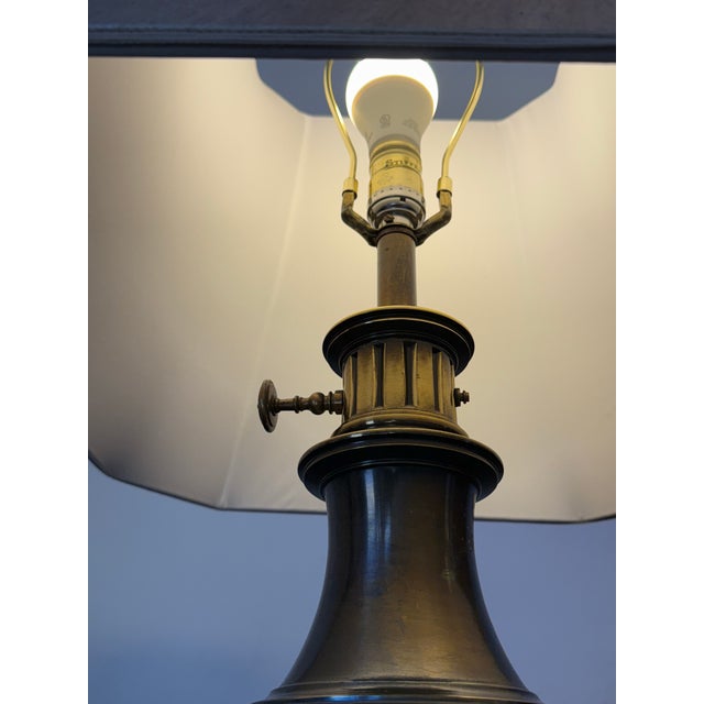 Mid-Century Modern Vintage Stiffel Turned Brass Table Lamp For Sale - Image 3 of 12