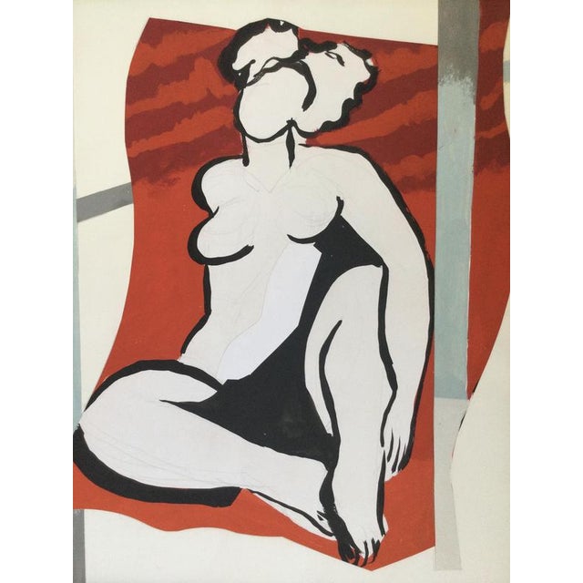 Claude Beaujour, Nude on a red background, 1994, Gouache For Sale - Image 6 of 6