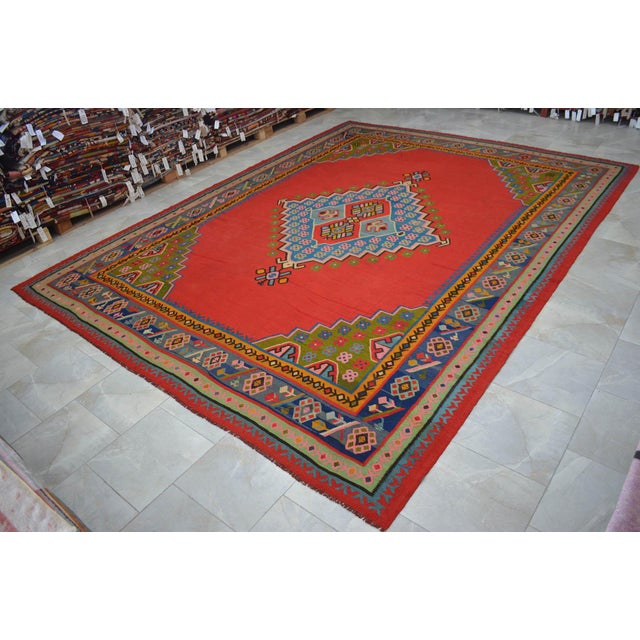 1930s 1930s Antique Oushak Rug Turkish Hand Woven Oversized Area Rug - 9′10″ × 12′10″ For Sale - Image 5 of 18
