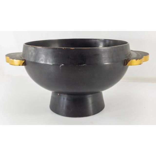 Japanese Lacquer Centerpiece Bowl With Kamon For Sale - Image 4 of 12