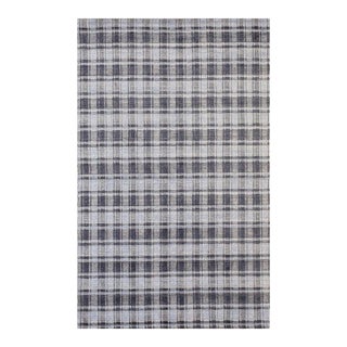 5x8 Gray Hand-Knotted Bamboo Silk Subtle Plaid Weave Geometric Modern Carpet Rug For Sale