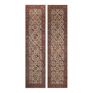 1880s Ivory Field Geometric Tribal Pair of n.w. Persian Bakshaiesh Runner Carpets Rug For Sale