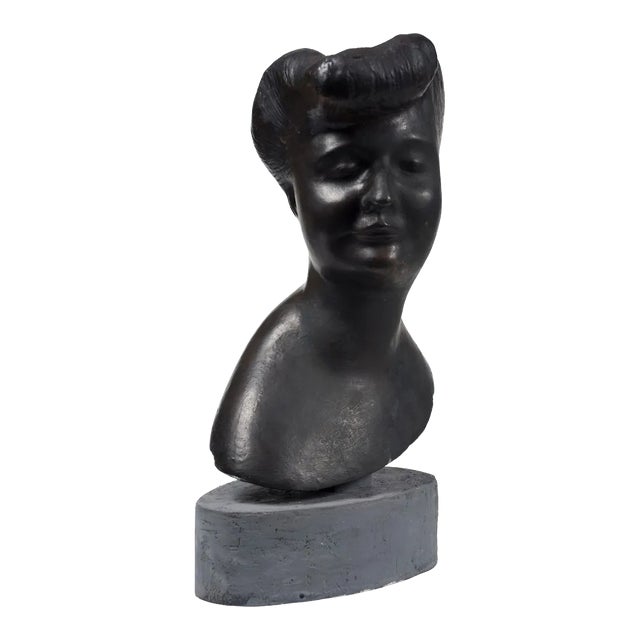 Head of Woman - Original Bronze Sculpture by Emilio Greco - Second Half of 1900 Second Half of 20th Century For Sale