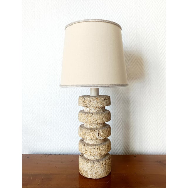 Stunning column-shaped stone lamp base, reminiscent of Albert Tormos's designs. Its timeless form will perfectly...