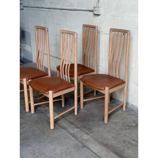 Mid-Century Modern Set of 4 Danish Modern Kvist Dining Chairs in Beech With Leather Seats For Sale - Image 3 of 10