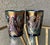 1960s Circa 1969 St. Clair Glass Inverted Fan & Feather Carnival Reproduction Iridescent Glass Tumblers – A Pair For Sale - Image 5 of 18