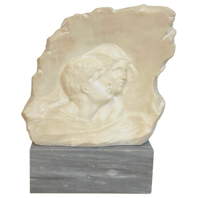 19th C. Italian Marble Relief of Romeo & Juliet, Signed E. Fiaschi, with Base For Sale - Image 9 of 18