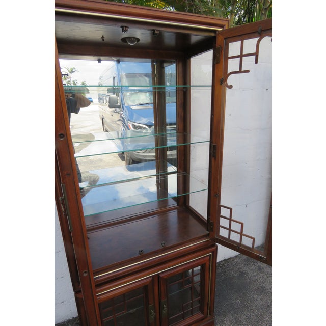 Hollywood Regency Tall China Display Cupboard Cabinets a Pair 5888 For Sale - Image 10 of 12