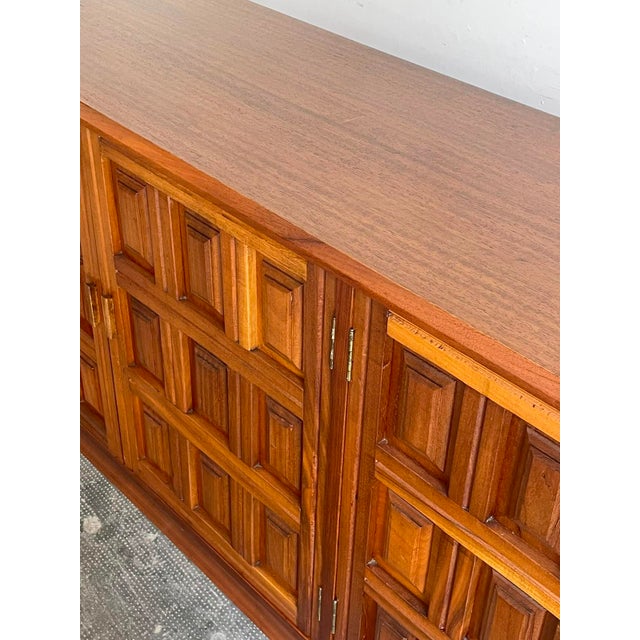 Spanish Geometric Hardwood Credenza, 1970s For Sale - Image 6 of 7