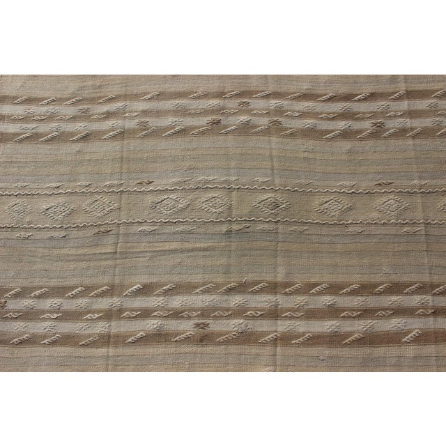 Textile Vintage Turkish Flat-Weave Striped Kilim in Taupe Colors For Sale - Image 7 of 12