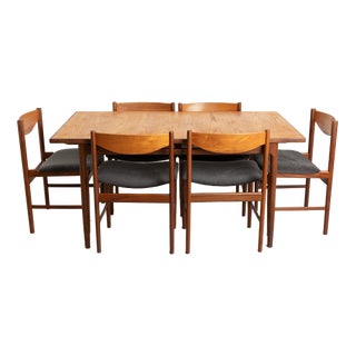 Mid-Century Modern Dining Table and Dining Chairs by Ib Kofod Larsen for G-Plan, Set of 7 For Sale