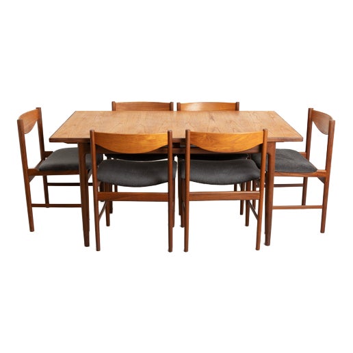 Mid-Century Modern Dining Table and Dining Chairs by Ib Kofod Larsen for G-Plan, Set of 7 For Sale