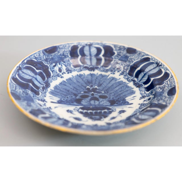 Blue Antique 18th Century Dutch Delft Faience Peacock Plates - a Pair For Sale - Image 8 of 11
